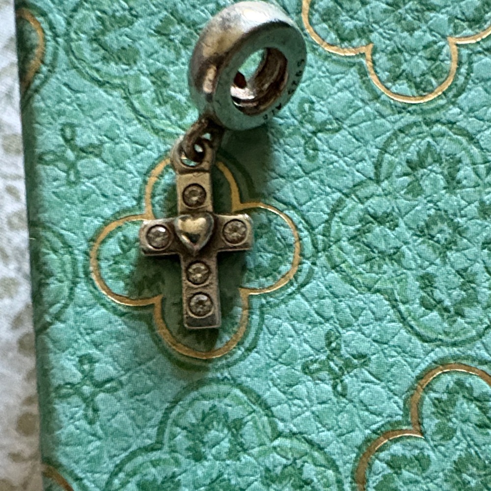 Pandora Silver Cross Charm with Heart